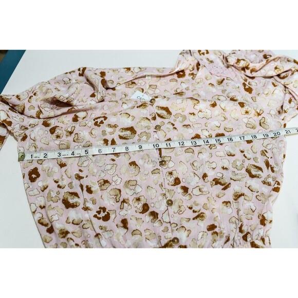 C&C California Blush Floral Peplum blouson long sleeve blouse Medium - Picture 4 of 5